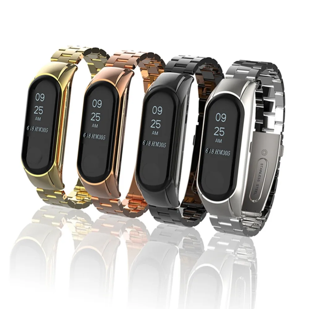 Ремешок из нержавеющей стали для xiaomi mi band 3 4, металлический ремешок для часов, умный Браслет mi band 3, сменные ремешки для часов mi 3