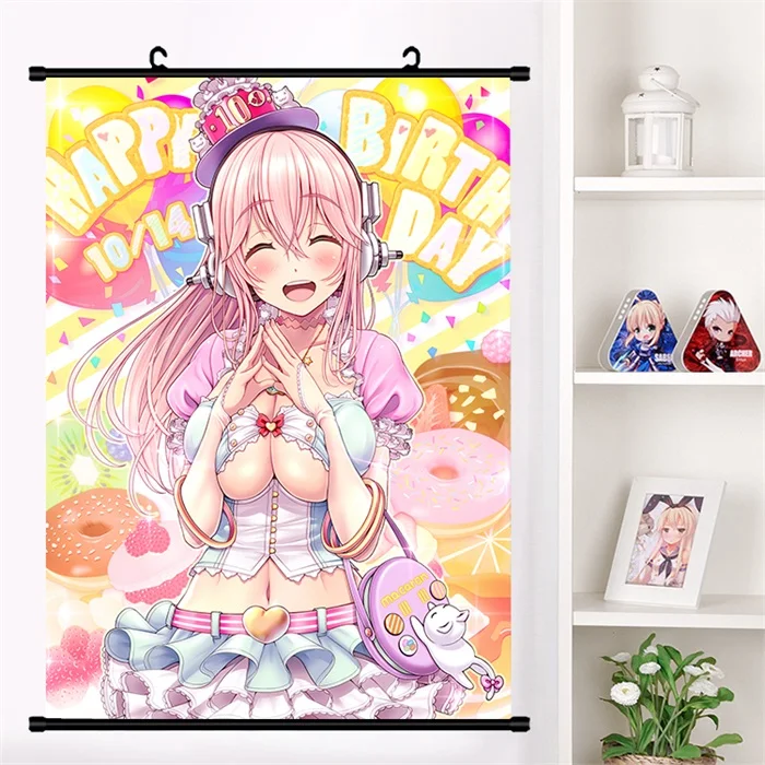 L Японское аниме SUPERSONICO Super Sonico сексуальный косплей настенный свиток Фреска плакат Настенные подвесные плакаты Otaku коллекция домашнего декора подарок - Цвет: L