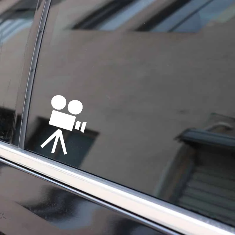 

YJZT 8.9CM*12.8CM Lovely Filming Camera Window Decal Vinyl Black/Silver Car Sticker C22-0867