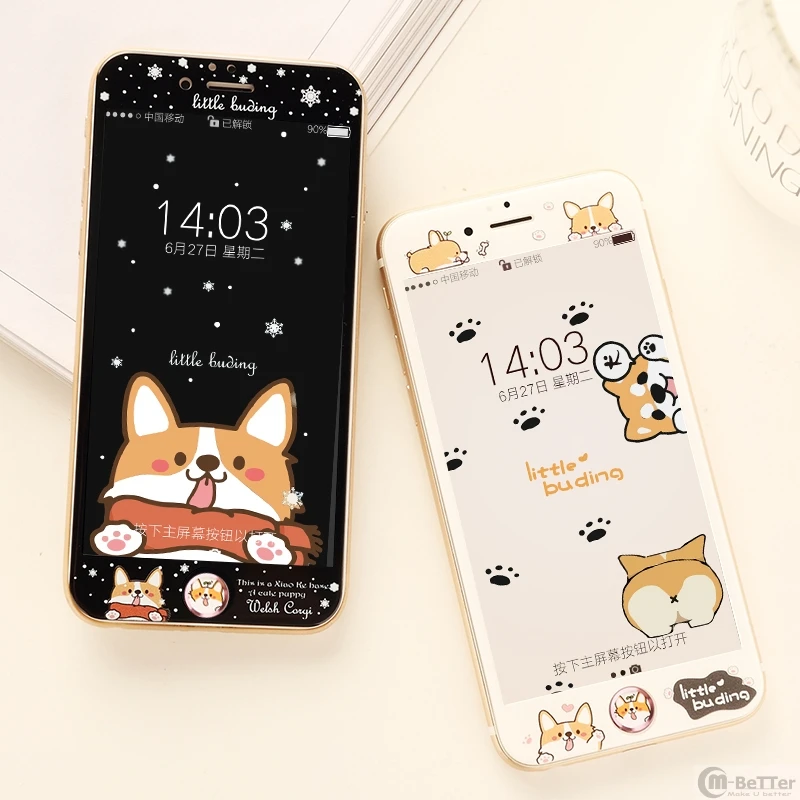 Keji Dog для iPhone 8 plus закаленное стекло Защита экрана 7 6 6s мягкий край Передняя пленка