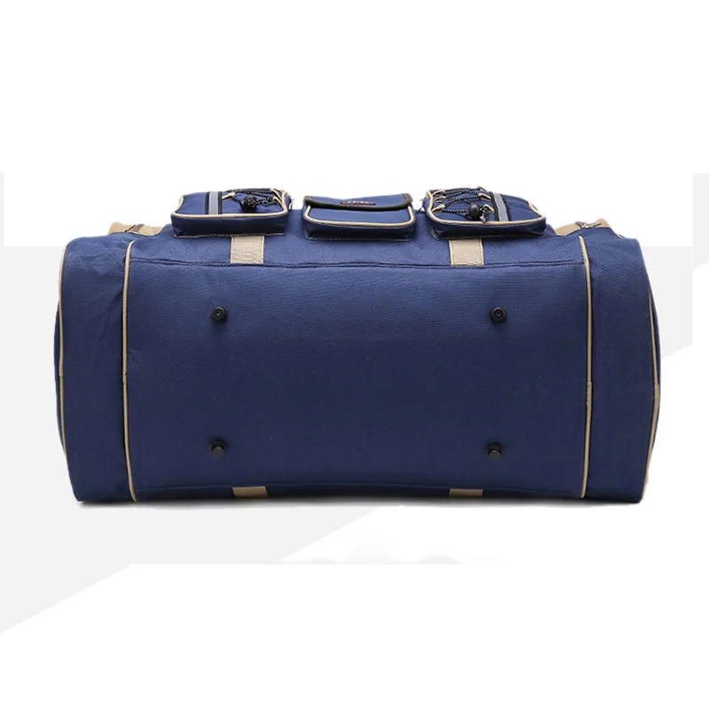 Thick Canvas Casual Duffle Bag Waterproof Mens Travel Bags Long Strap Anti-scratch Multi-pocket Large Capacity Handbags L468