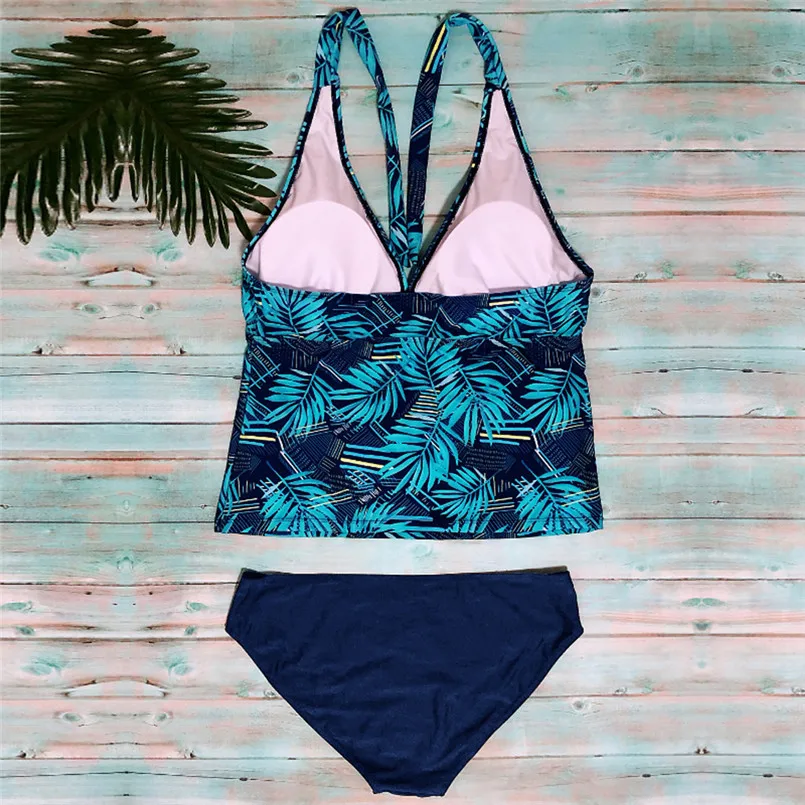 Full-size printed ladies' separates bathing suit backless off-shoulder Swimsuit Push-Up halter Bathing underwear 40ja30 | Женская