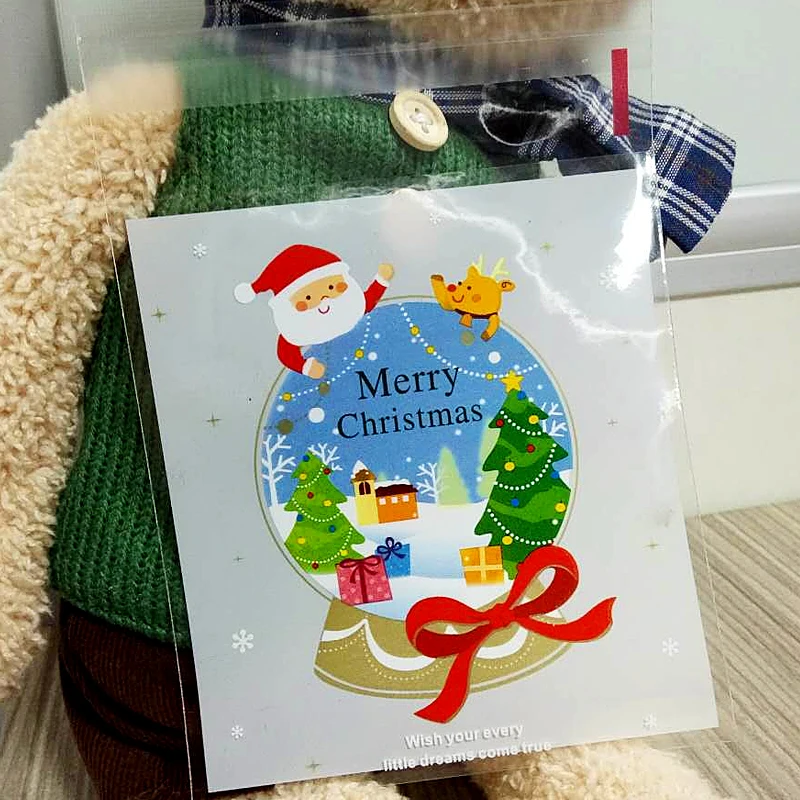 25PCS/Lot Mini Christmas Crystal Ball Kids Gift Holder Cookies Packaging Bags Wedding Bake Candy Jewelry Biscuit Plastic | Дом и сад