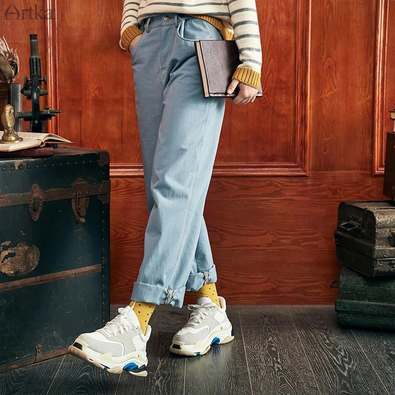 ARTKA 2019 новые осенние зимние женские брюки свободные модные с широкими штанинами