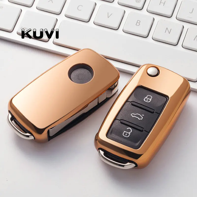 Мягкий ТПУ чехол для автомобильного ключа VW Golf Bora Jetta POLO GOLF Passat Skoda Octavia A5 Fabia SEAT Ibiza