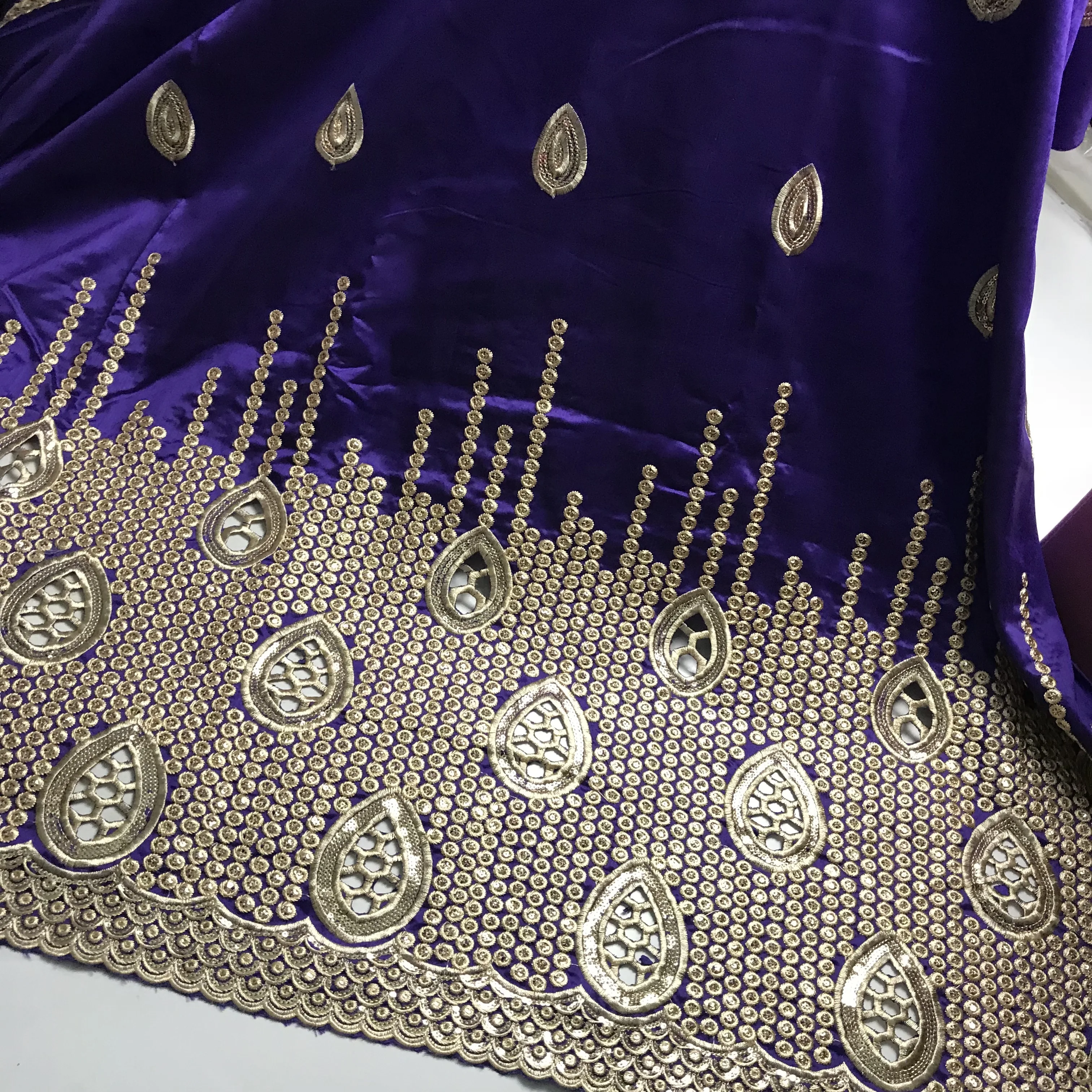 5 Yards Purple Raw Silk George Fabric African Lace Sequins Paillette Nigerian Style Party Wedding Clothes Sewing KRL-91682 | Дом и сад