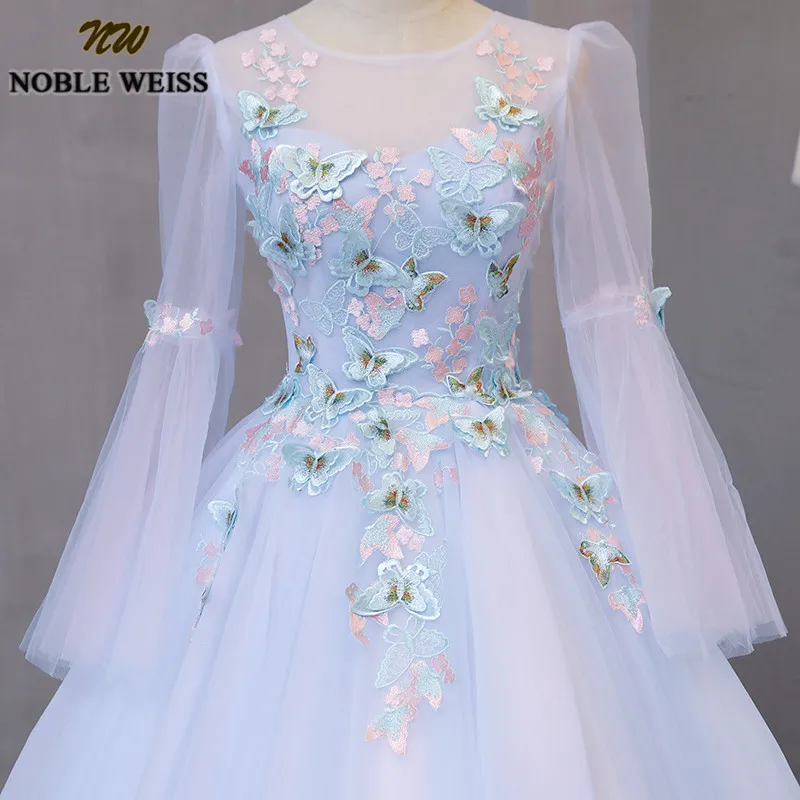 Благородный WEISS бальное платье Бальные платья с длинными рукавами Vestidos De 15 Anos