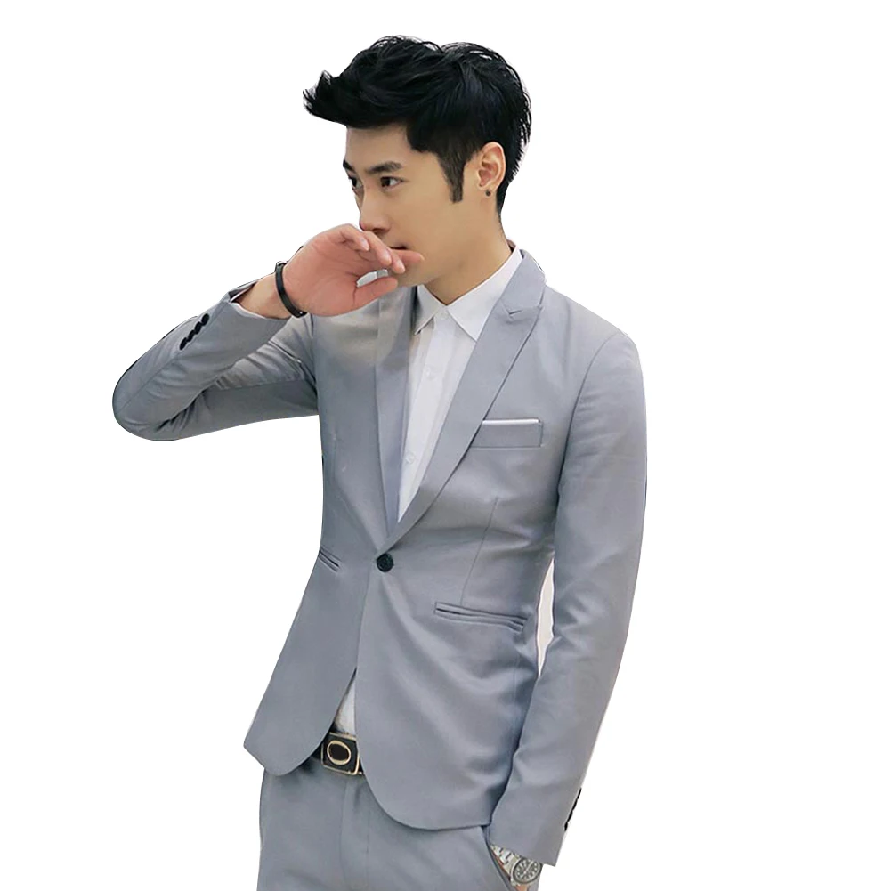 Fashion One Button Brand Blazer British'S Style Casual Slim Fit Suit Jacket Male Blazers Men Coat Terno Masculino Plus Size | Мужская