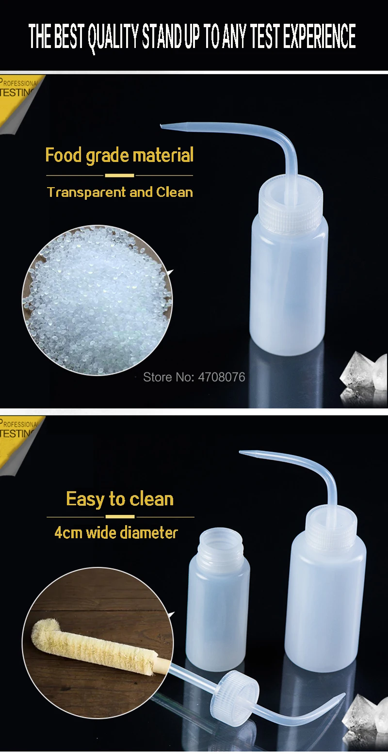 250ml 2pcs/pack PE laboratory wash bottle with scale Plastic squeeze bottle with screw cap Tattoo Wash Clear White Plastic