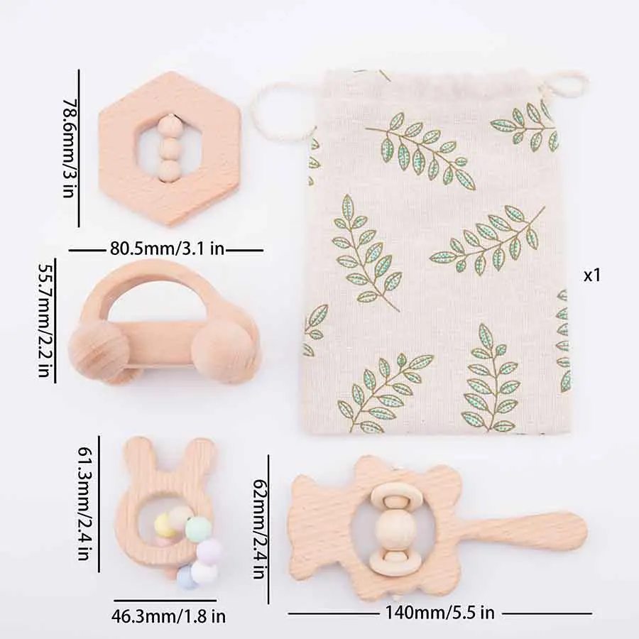 rabbit set Комплект из 4 предметов для маленьких деревянных игрушек детская погремушка-прорезатель для зубов автомобиль игрушка натурального бука для колец животное деревянное пустой против грызунов нового дизайна для детейТовары - Цвет: rabbit set