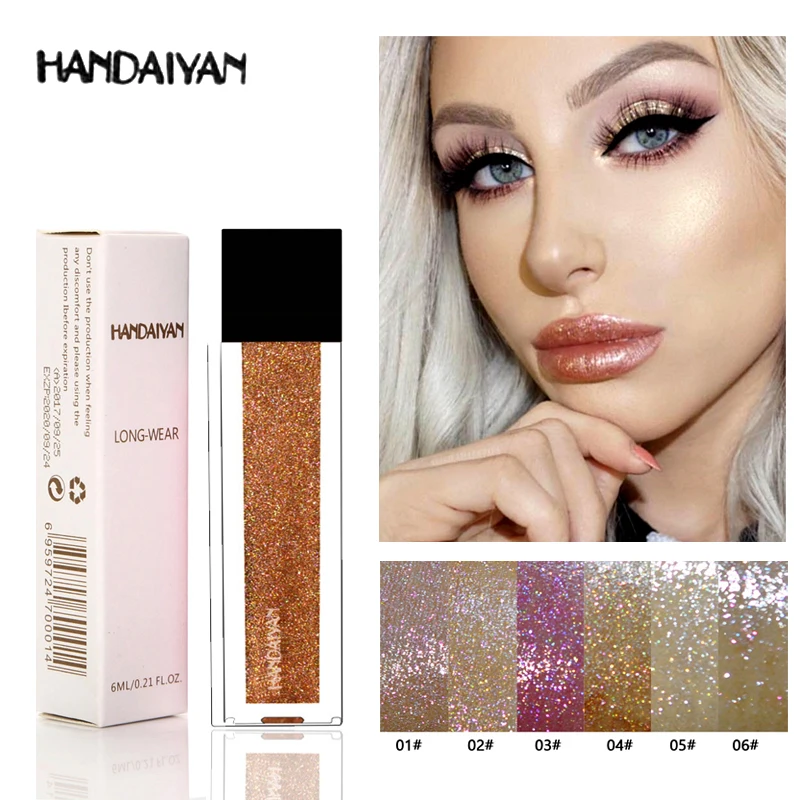HANDAIYAN Новые блестящие пигменты для губ Сияющие длинные увлажняющие с
