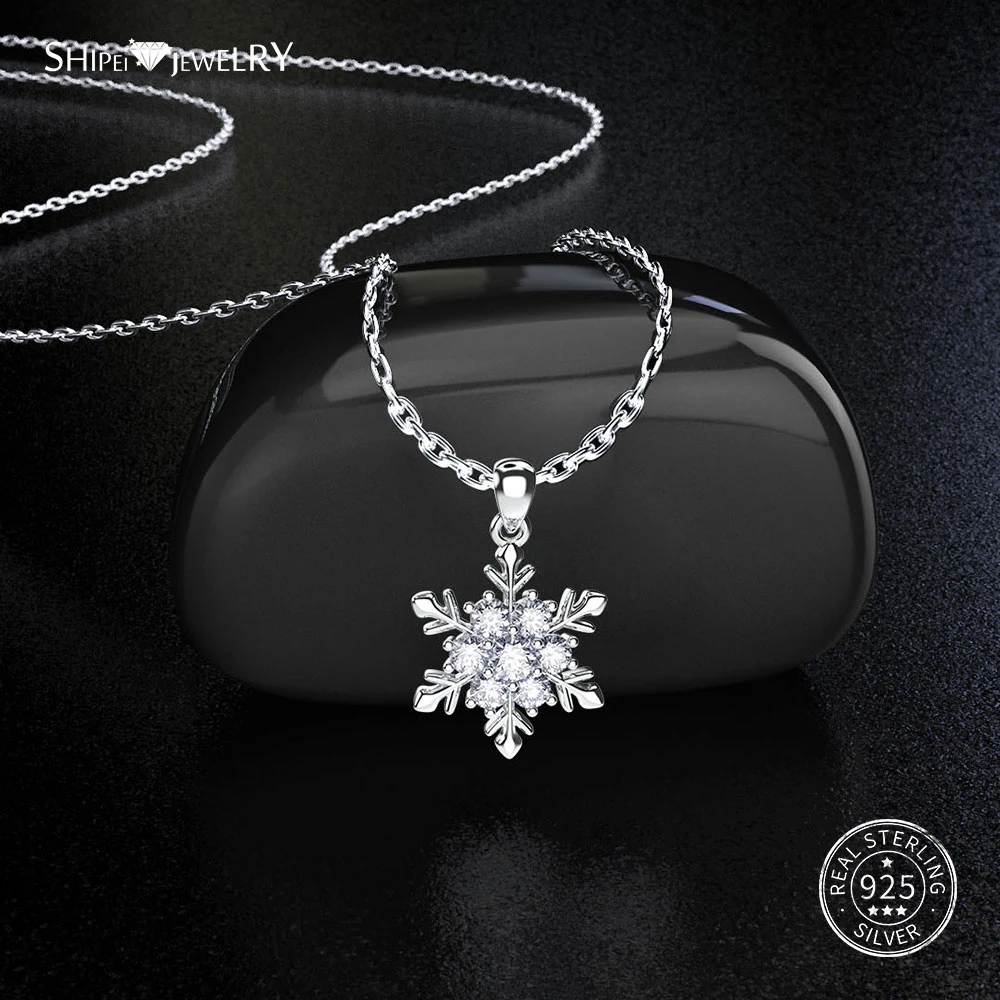 Shipei Снежинка ожерелье для женщин 925 пробы серебряный кулон Moissanite Снежинка свадебное ожерелье подарок на день рождения