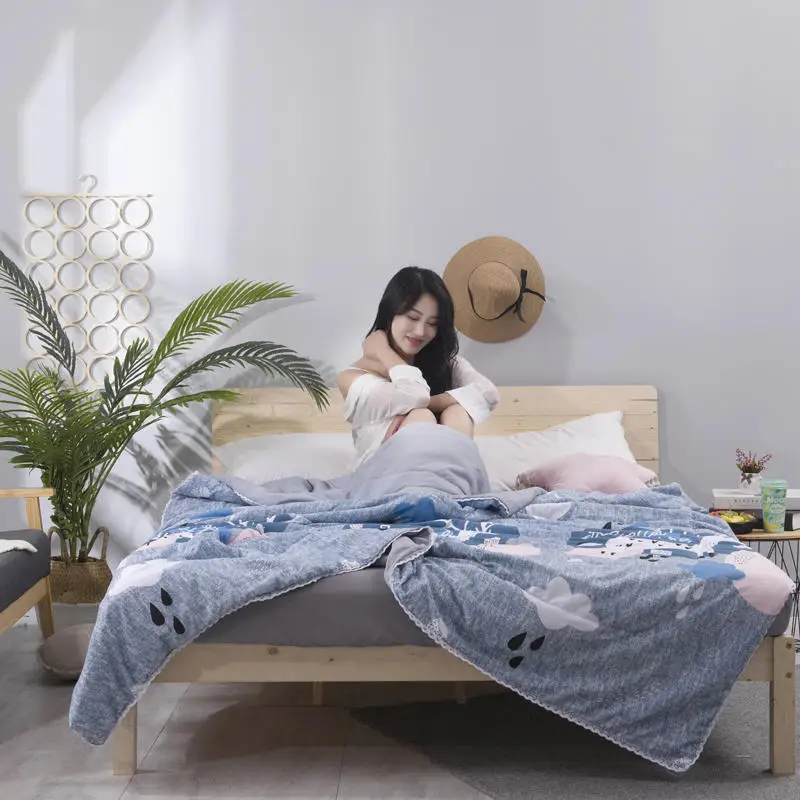 Leaf Pattern Soft Skin-friendly Summer Duvet Washed Cotton Thin Quilt Children Adults Duvet Pillowcase Wholesale(200x230cm