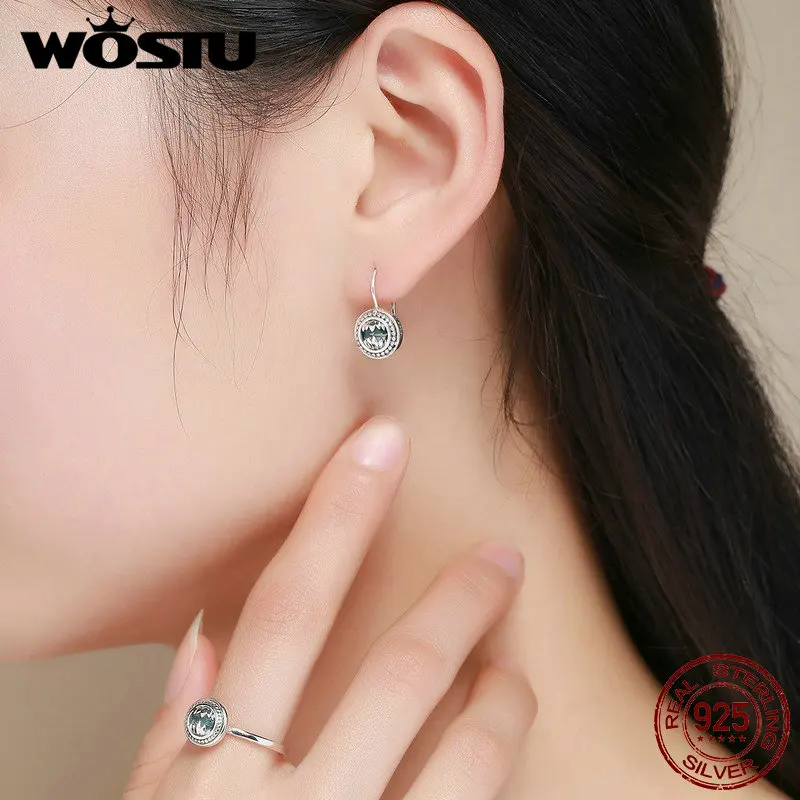 WOSTU Аутентичные 100% Стерлинговое Серебро 925 пробы чудовище месяц голубой камень