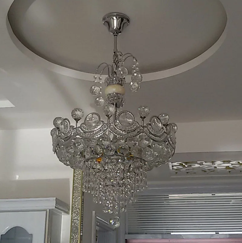 

Europe Modern Luxury Living Room Bedroom Bar K9 Crystal Light Pendant E14 Incandescent Bulbs Pendant Lamp Dia60cm H70cm