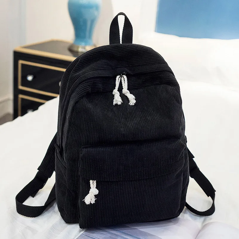 Black2 Aosbos женский рюкзак из мягкой ткани, Вельветовая школьная сумка для девочек-подростков, модные повседневные школьные рюкзаки для студентов, сумка для ноутбука - Цвет: Black2