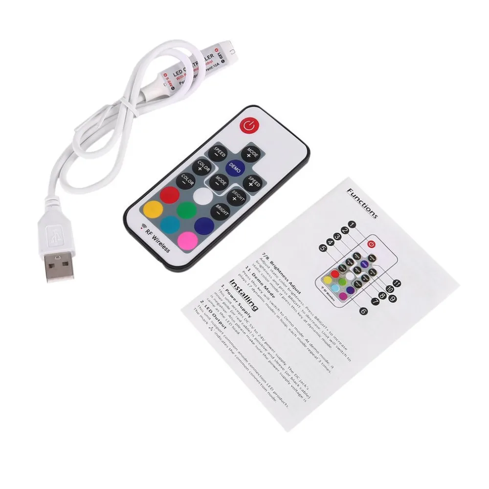 Мини и Портативный RGB светодиодный контроллер 17 клавиш RF Беспроводной пульт