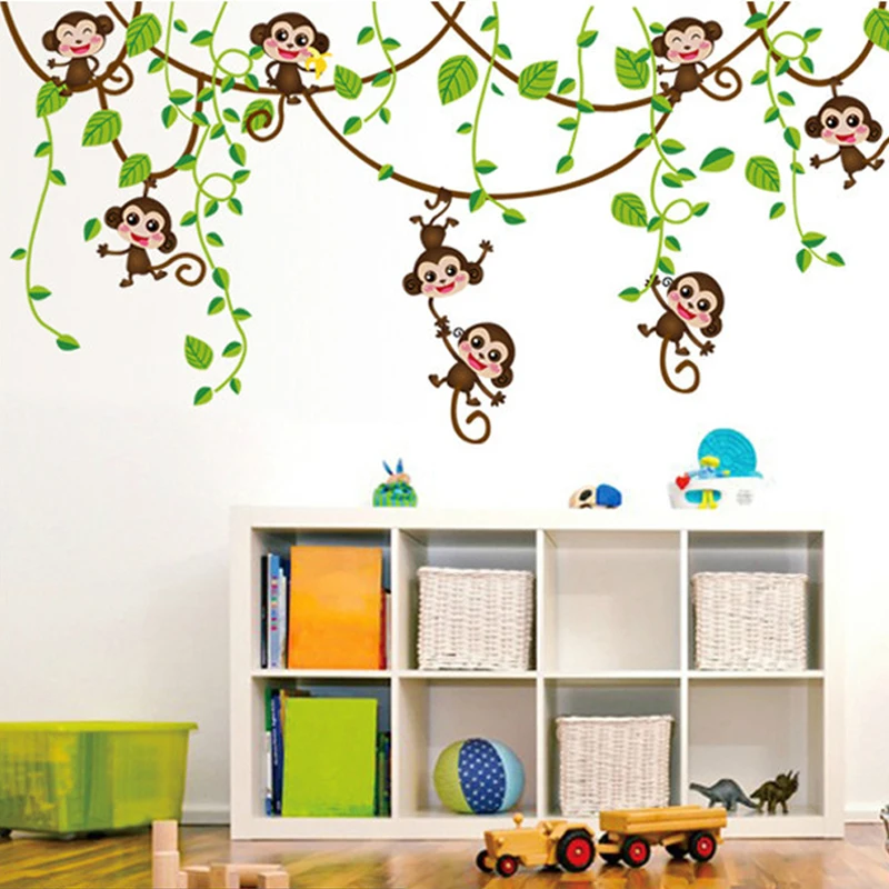 Новинка 2019 милая обезьянка дерево раньше декор для детской комнаты Настенная