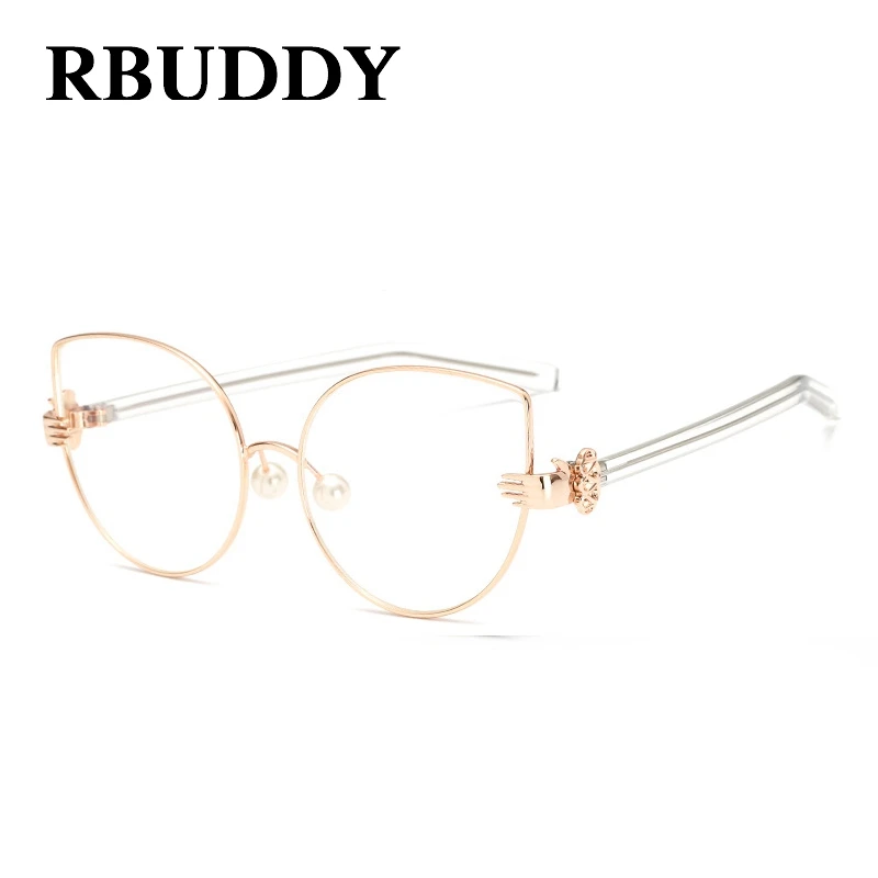 Женские прозрачные очки RBUDDY с прозрачными линзами в металлической оправе розового и золотого цвета 2019|clear