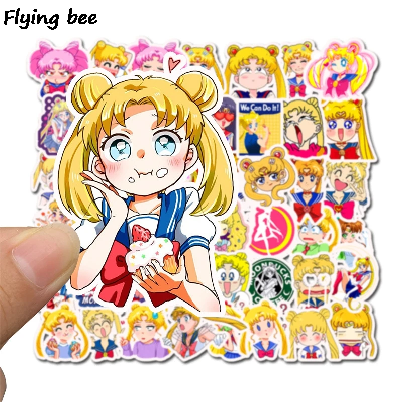 

Flyingbee 50 Pcs cute girl Cute Sticker Graffiti waterproof skateboard sticker personality luggage computer stickers X0250