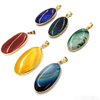 natural stone agates pendant charms pendants for jewelry making diy necklace size 22x45 mm