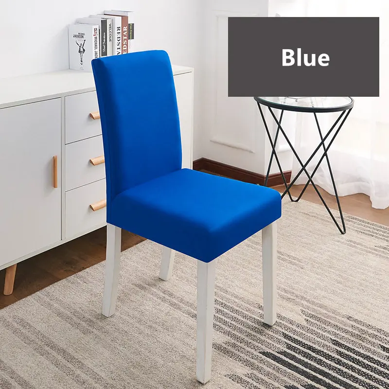 Blue 20 цветов чехол для кресла спандекс стрейч эластичные Чехлы сплошной цвет чехлы на стулья для столовой кухни свадьбы банкета отеля - Цвет: Blue