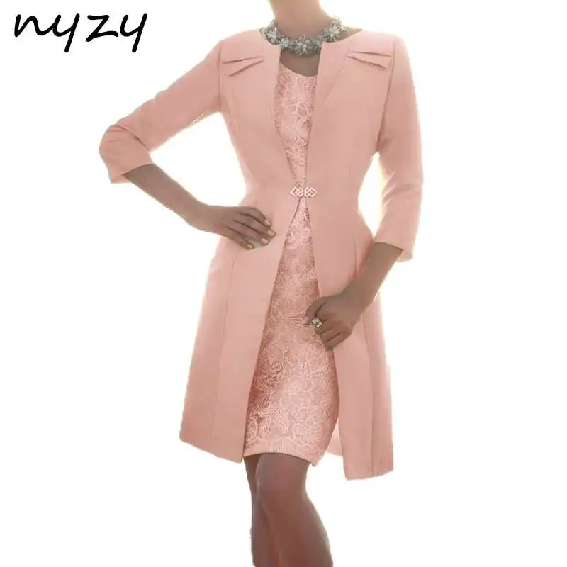 pearl pink Nyzy M119 мятно-зеленого цвета, нарядные платья для свадьбы мать элегантный 2 шт. церковная одежда с курткой-крестной платье для матери невесты - Цвет: pearl pink