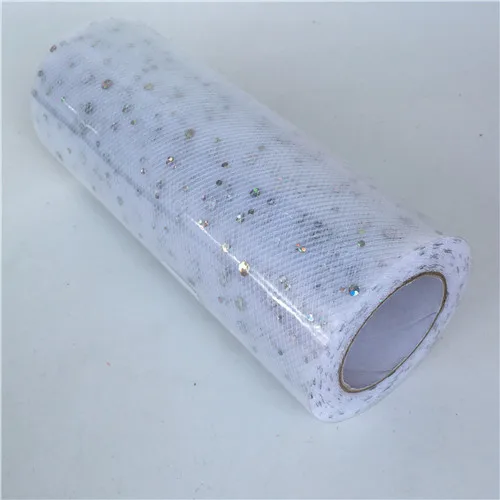 White-01-25y 25 ярдов/партия) 15 см блестящие конфетти тюль сетка рулон катушки пачка Pom мягкий сквин Тюль Ткань DIY Свадьба День рождения украшение стола - Цвет: White-01-25y