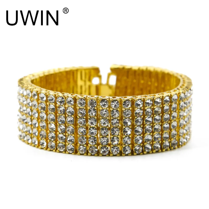 Браслет UWIN в стиле хип-хоп мужской Ювелирное Украшение на запястье 6 рядов цвета