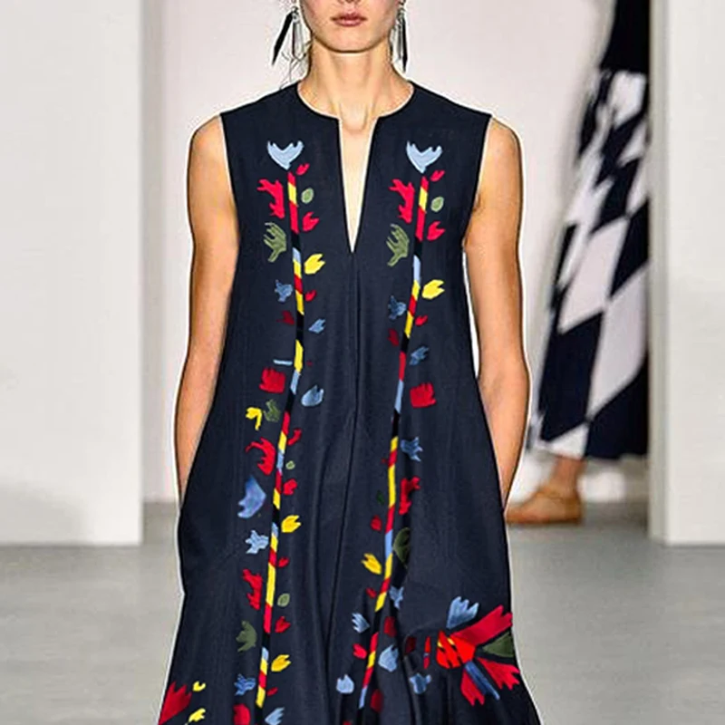 

Butterfly print maxi dress Sleeveless v neck summer women dress 2019 Bohemian beach sundress Casual long vestidos robe femme
