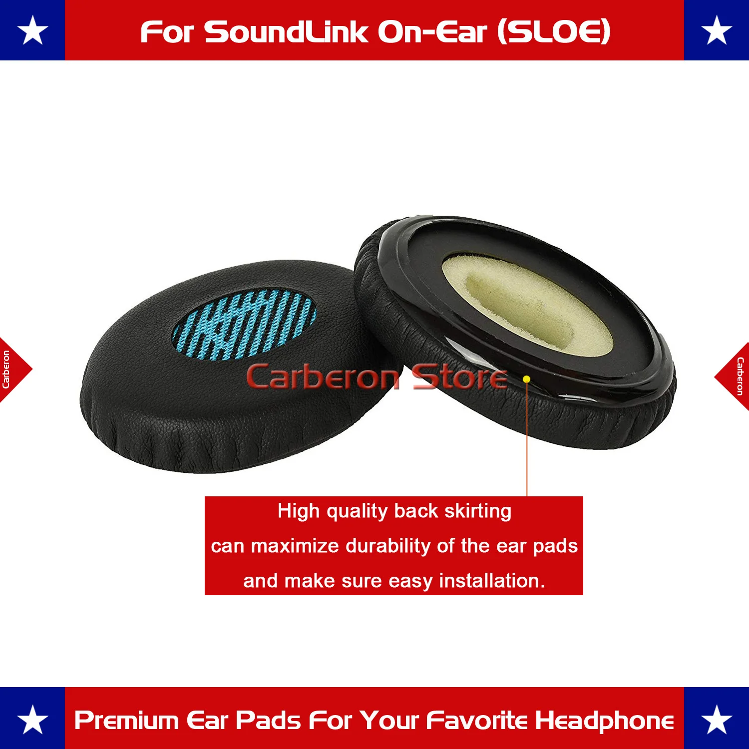 Сменные амбушюры Carberon для Bose SoundLink On Ear(OE)/SoundTrue Ear(OE)/On Ear 2(OE2) наушники (Blue