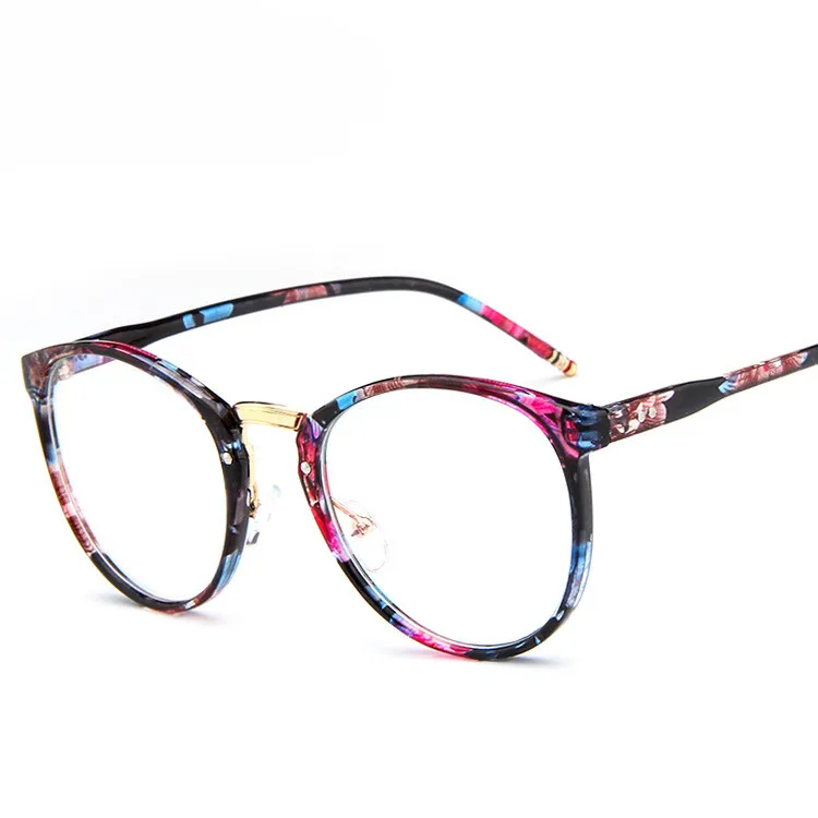

Vintage Circle Non-Mainstream Glasses Print Floral Eyeglass Frames Women Plain Mirror Male Big Ultra-light Nerd Eyeglasses Frame