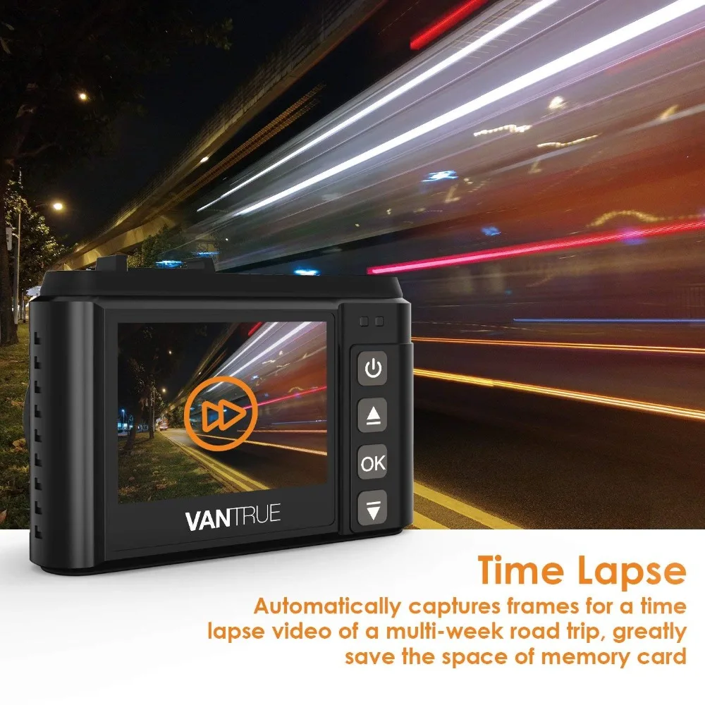 Автомобильный мини-видеорегистратор VANTRUE N1 Pro, 1,5 дюймов, видеорегистратор 1080 P, ночное видение, режим парковки, g-сенсор, обнаружение столкновений