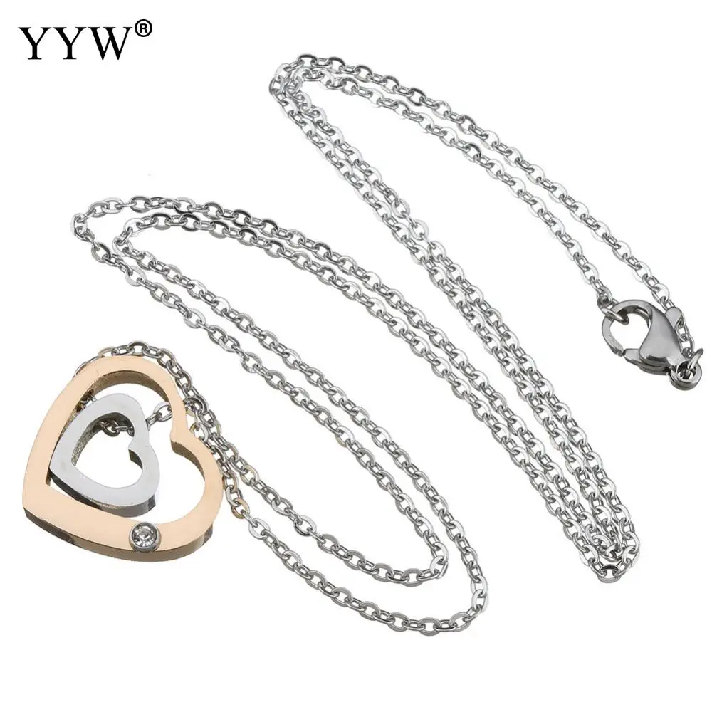 YYW 2017 высокое качество Для женщин Jewelry Нержавеющая сталь сердце с хрустальными