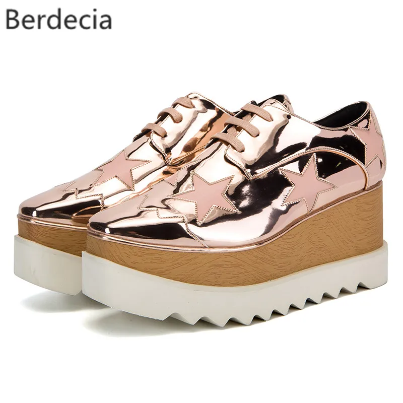 2017 женские туфли на шнуровке звезда обувь платформе мода квадратный носок ткань