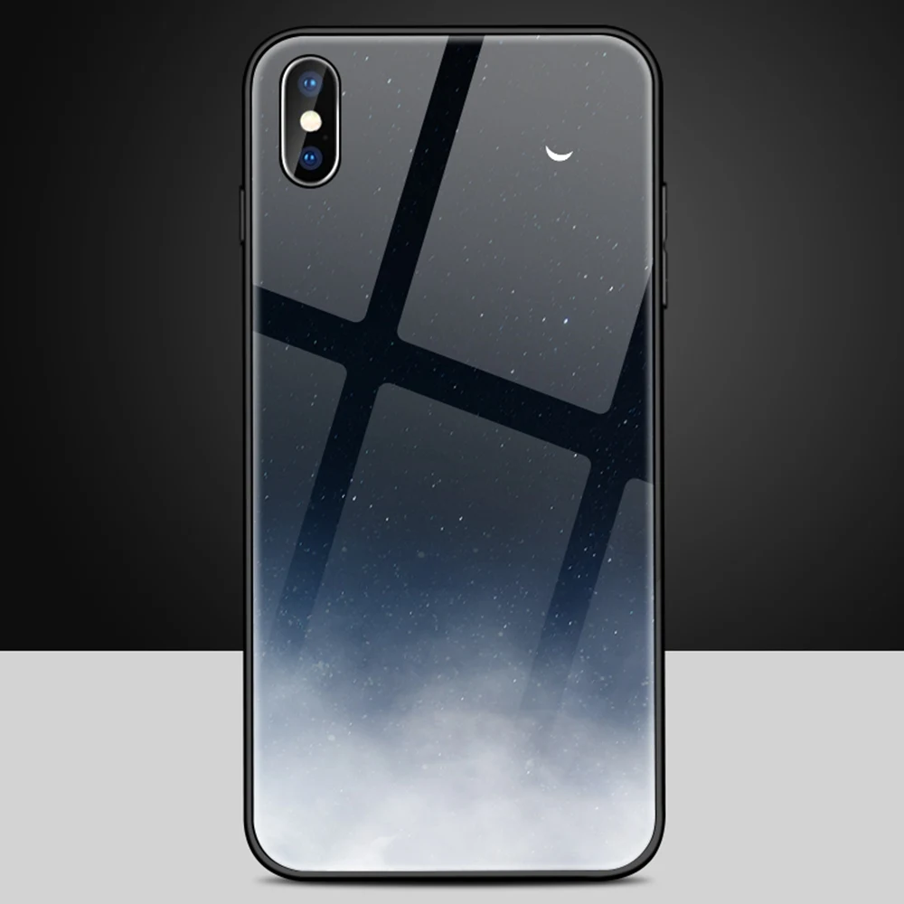 1 Heyytle чехол из закаленного стекла для iPhone 8, 7 Plus, 6, 6 s, Космический Чехол s, чехол с мягкими краями для iPhone XS Max, XR, X, чехол с рисунком звездного неба - Цвет: 1