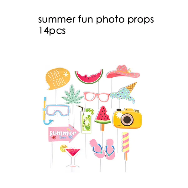 summer photo props-2 Тропический попугай украшения счастливое лето баннер фото реквизит Фламинго Пальмовые Листья фонари овсянка гирлянда воздушный шар в форме ананаса Luau - Цвет: summer photo props-2