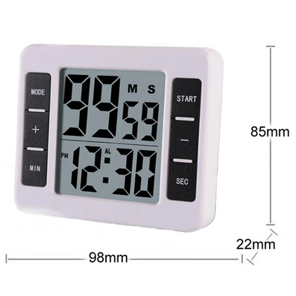 

LCD Digital Alarm Clock Kitchen Cooking Timer 2 Channels Large Screen Display