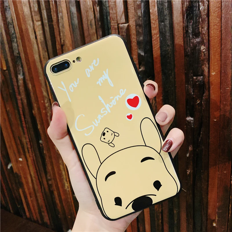 Для IPhone XS MAX XR тиснение мультфильм милый поросенок Pijie Винни Пух Телефон чехол для