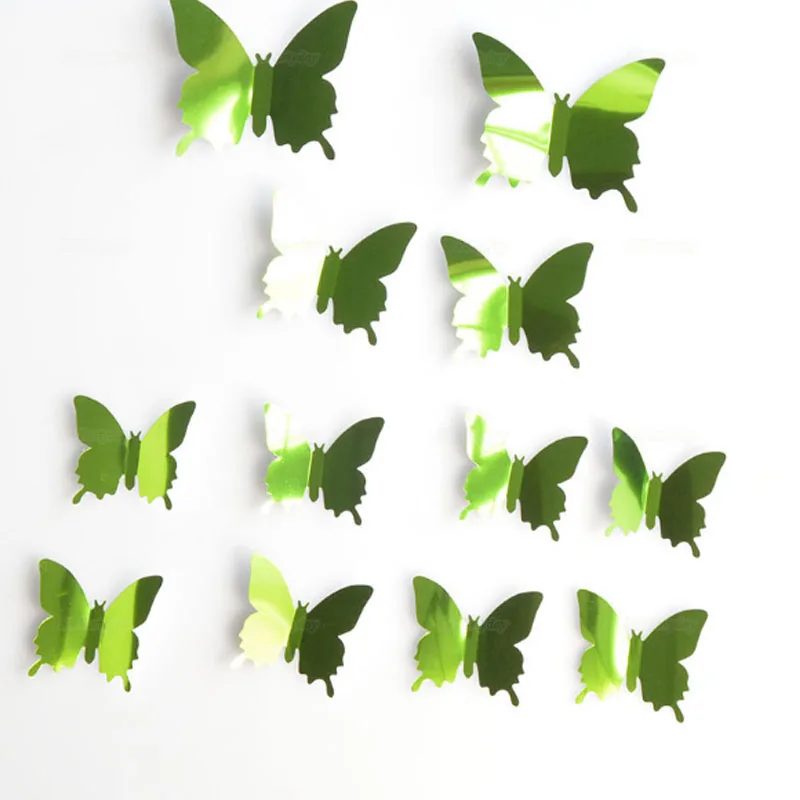 New Arrive Mirror Sliver 3D Butterfly Wall Stickers Party Wedding Decor DIY Home Decorations home decor birthday|Наклейки на стену| |