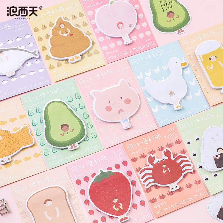 30 листов/коврик животные Милая клейкая бумага для заметок, Канцтовары Kawaii наклейки для скрапбукинга Papeleria наклейки планировщик блокнот планировщик