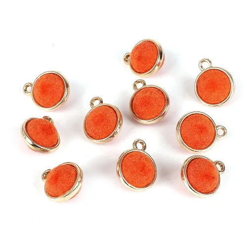 Orange Новая 10 шт 15 мм круглые флокированные бусины россыпью для DIY ювелирные изделия, серьги ручной работы фурнитура Аксессуары - Окраска металла: Orange