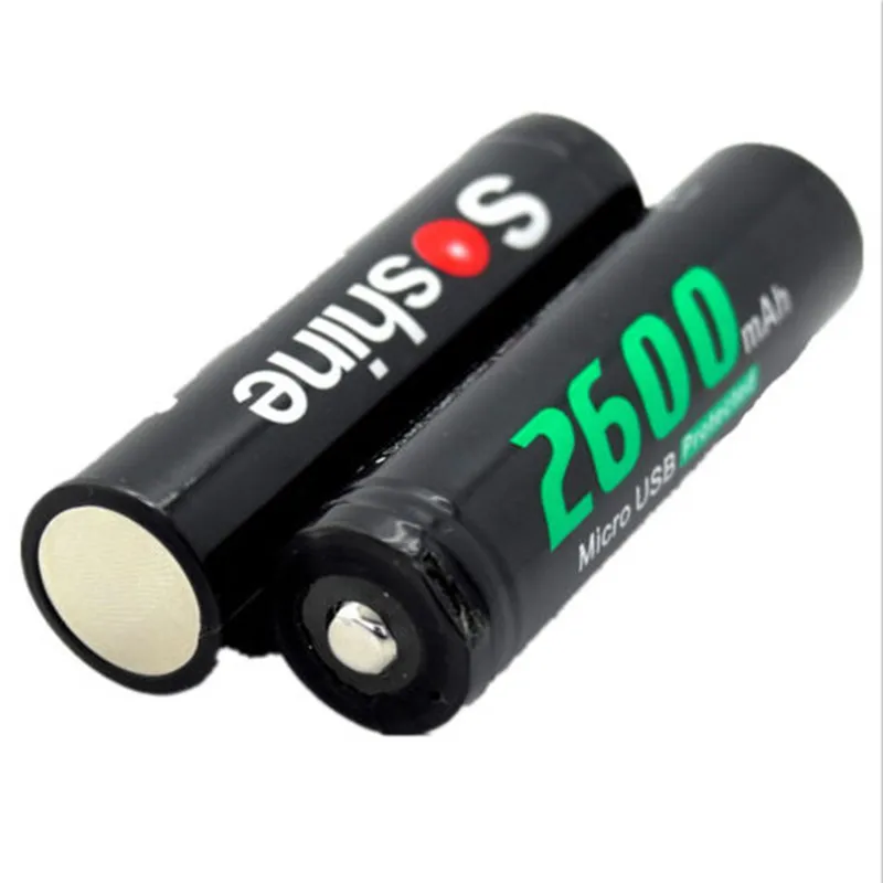 Soshine Li Ion 18650 2600mAh 3 7 V перезаряжаемая защищенная батарея со встроенным микро USB