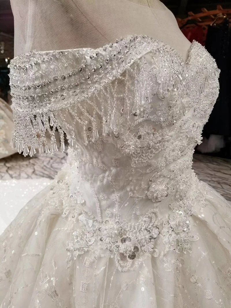 LSS019 свадебное платье2018 блестящее платье с блестками o-neck a-line вышитые бисером