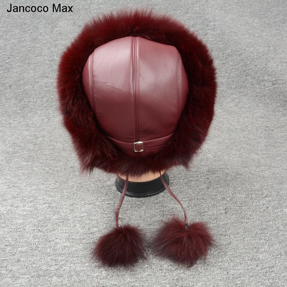 Jancoco Max натуральным лисьим мехом меховые шапки-бомберы зимние Для женщин теплые высокое качество модные бейсболки новое поступление S7148
