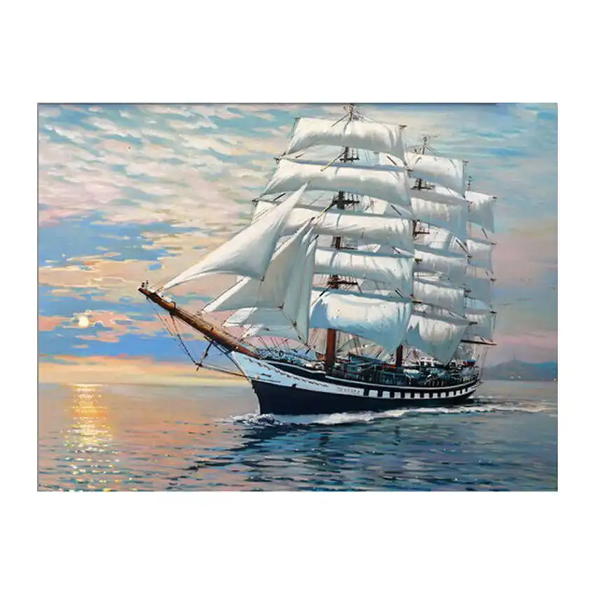 scenery painting 2 Картина с изображением парусного корабля по номерам, современный закат, океан, сделай сам, цифровая настенная художественная картина для домашнего декора, пейзаж, картина маслом 40x50 - Цвет: scenery painting 2