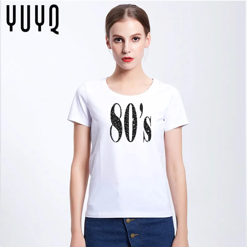 80's женский с надписью Футболка Смешные изделия из хлопка футболка для Леди