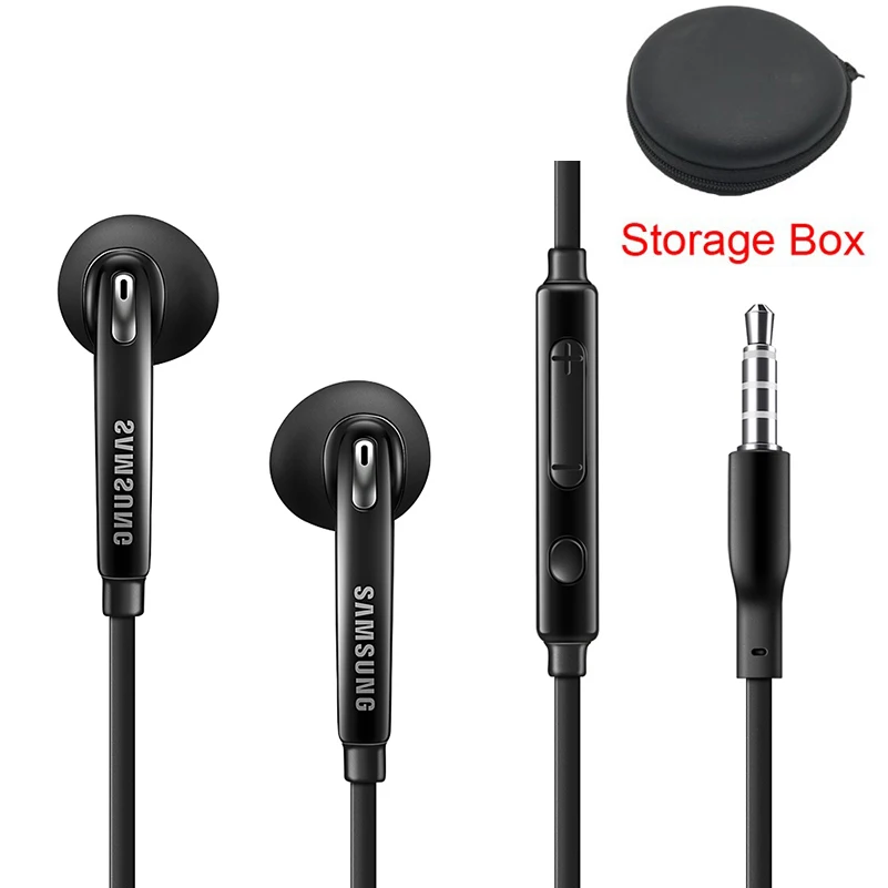 black with box SAMSUNG наушники EO-EG920 Проводные с черной коробкой для хранения 3,5 мм разъем в ухо Игровые гарнитуры Поддержка Galaxy S8 S8P S9 S9P - Цвет: black with box