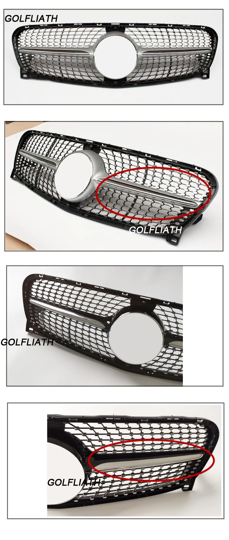 GOLFLIATH X156 серебро/BLACK Diamond Передняя решетка для Benz X156 GLA класса GLA180 GLA200 GLA250 GLA45