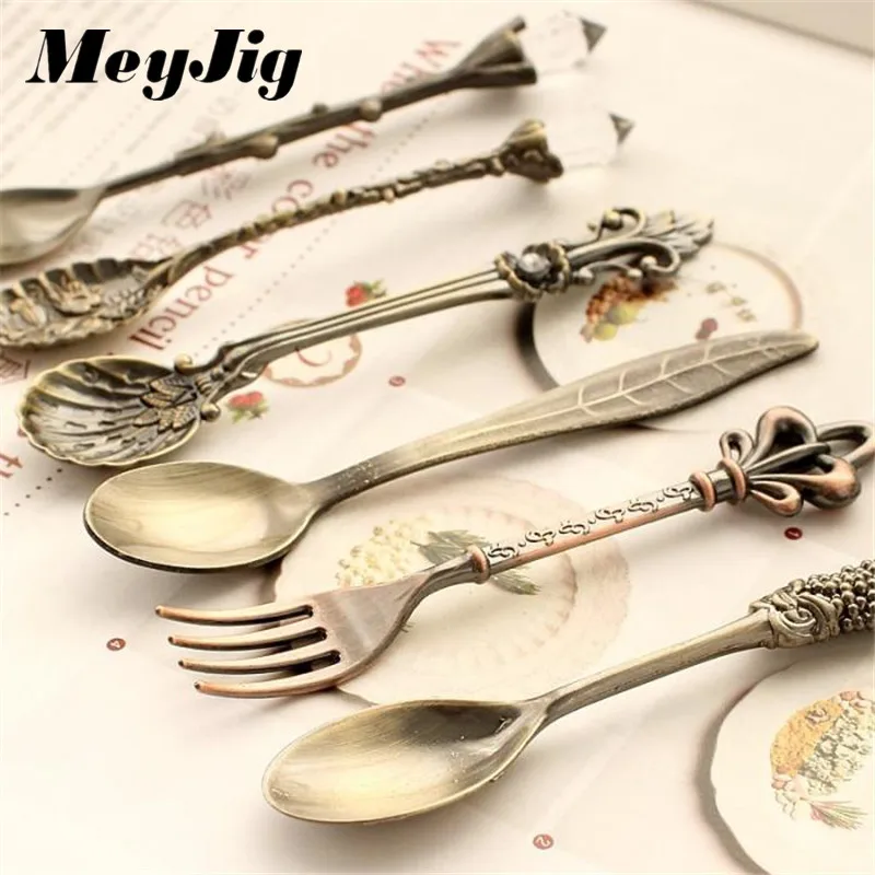 MeyJig 6 шт./компл. ложка и вилка кухонная ностальгическая винтажная королевская